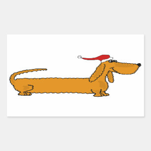 Pegatina Rectangular Perro de perrito divertido del Dachshund en