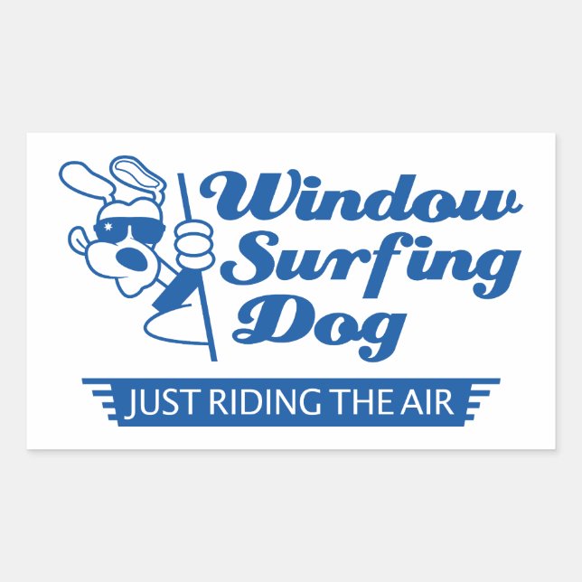 Pegatina Rectangular Perro en un auto (Anverso)