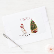 Perro y árbol de Navidades divertidos de Bretaña