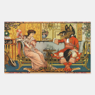 Pegatina Rectangular Personajes Clásicos de Cuentos de Hadas Belleza Be