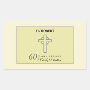 Pegatina Rectangular Personalice, 60 años del Grabado en relieve sacerd