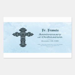 Pegatina Rectangular Personaliza, sacerdote de aniversario de ordenació