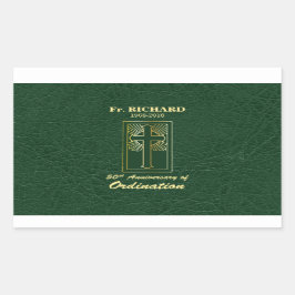 Pegatina Rectangular Personalizable 50 Aniversario de la Ordenación Ver