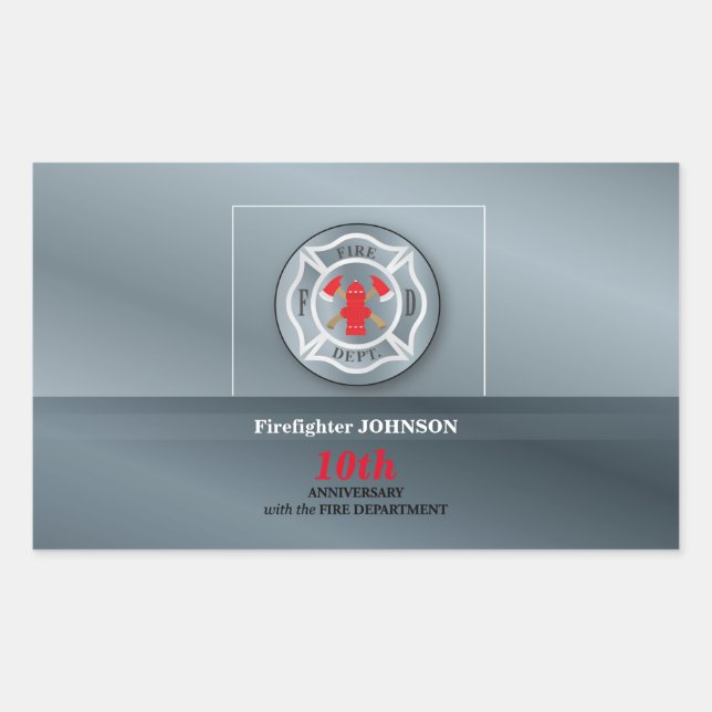 Pegatina Rectangular Personalizable, aniversario con Departamento de Bo (Anverso)