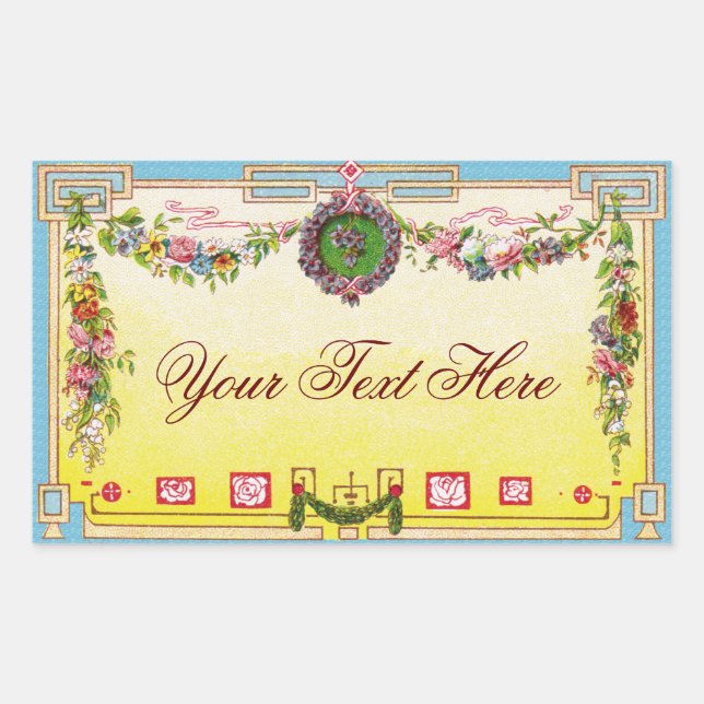 Pegatina Rectangular Personalizable Antiguo Perfume Francés (Anverso)