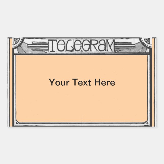 Pegatina Rectangular Personalizable Art Deco Steampunk Telegram Pegatin (Anverso)