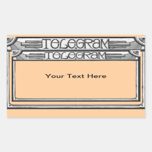 Pegatina Rectangular Personalizable Art Deco Steampunk Telegram Pegatin
