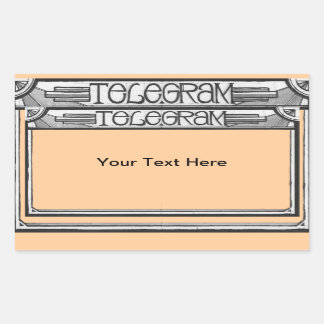 Pegatina Rectangular Personalizable Art Deco Steampunk Telegram Pegatin