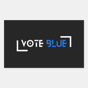 Pegatina Rectangular Personalizable azul de voto