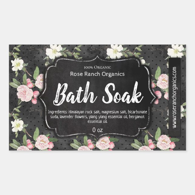 Pegatina Rectangular Personalizable Bath Soak Label Empresarial hecho a (Anverso)