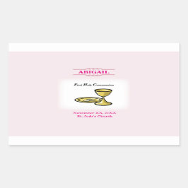 Pegatina Rectangular Personalizable, Chica Cuerpo de Comunión y Sangre