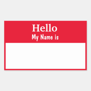 Pegatina Rectangular Personalizable completo 'Hola mi nombre es' Color