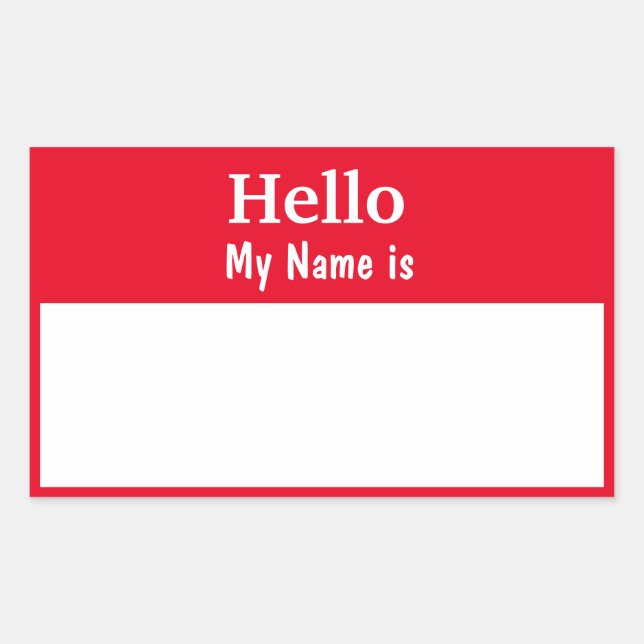 Pegatina Rectangular Personalizable completo 'Hola mi nombre es' Color  (Anverso)