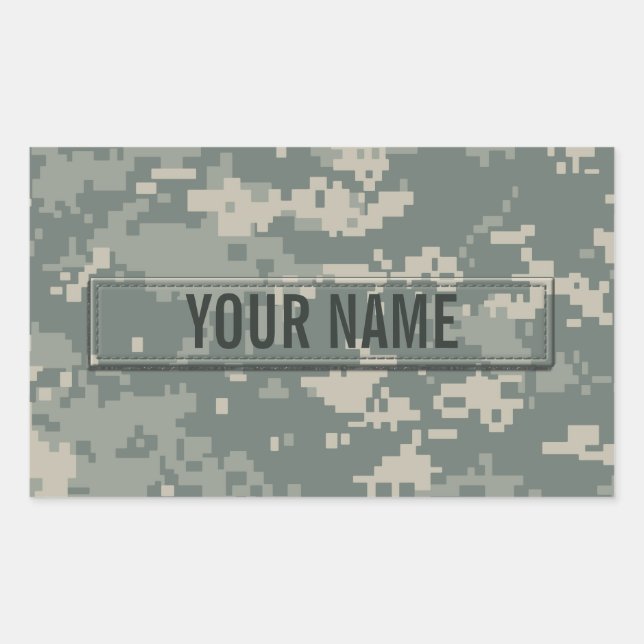 Pegatina Rectangular Personalizable de camuflaje de la ACU del ejército (Anverso)