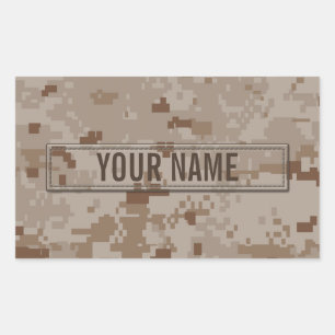 Pegatina Rectangular Personalizable de camuflaje del desierto digital
