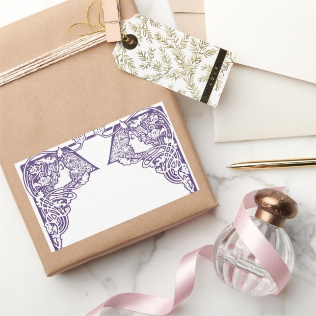 Pegatina Rectangular Personalizable de las damas de Art Nouveau (Regalar)