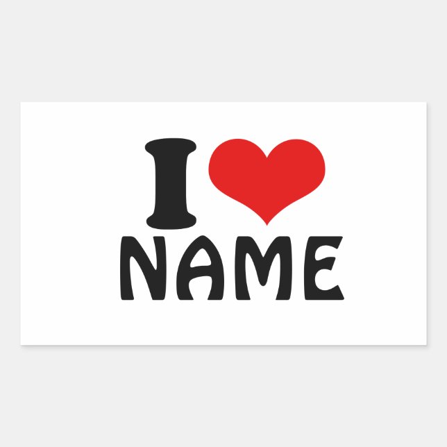 Pegatina Rectangular Personalizable Día de San Valentín Amo Personaliza (Anverso)