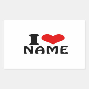 Pegatina Rectangular Personalizable Día de San Valentín Amo Personaliza