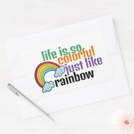 Pegatina Rectangular Personalizable La vida como el arcoiris