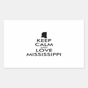 Pegatina Rectangular Personalizable MANTENER CALMA Y AMAR A MISSISSIPPI