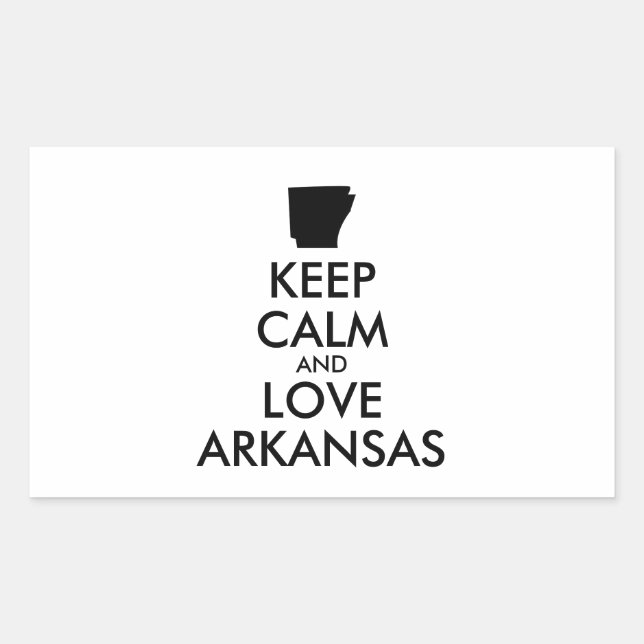 Pegatina Rectangular Personalizable MANTENGA CALMA Y AME A ARKANSAS (Anverso)