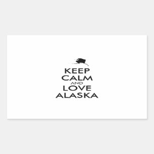 Pegatina Rectangular Personalizable MANTENGA LA CALMA Y AME A ALASKA