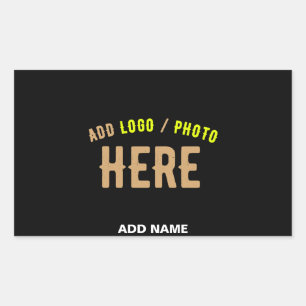 PEGATINA RECTANGULAR PERSONALIZABLE MODERNO ESTILO NEGRO VERIFICADO MAR