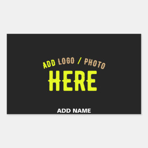 PEGATINA RECTANGULAR PERSONALIZABLE MODERNO ESTILO NEGRO VERIFICADO MAR