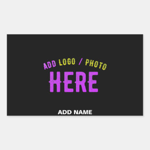 PEGATINA RECTANGULAR PERSONALIZABLE MODERNO ESTILO NEGRO VERIFICADO MAR