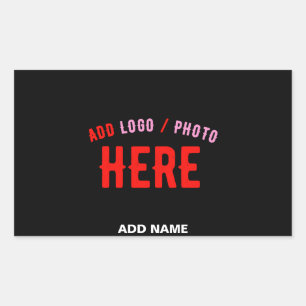 PEGATINA RECTANGULAR PERSONALIZABLE MODERNO ESTILO NEGRO VERIFICADO MAR