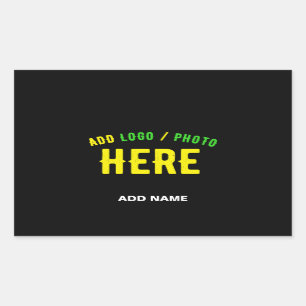 PEGATINA RECTANGULAR PERSONALIZABLE MODERNO ESTILO NEGRO VERIFICADO MAR