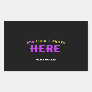 PEGATINA RECTANGULAR PERSONALIZABLE MODERNO ESTILO NEGRO VERIFICADO MAR