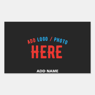 PEGATINA RECTANGULAR PERSONALIZABLE MODERNO ESTILO NEGRO VERIFICADO MAR