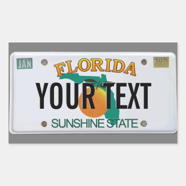 Pegatina Rectangular (Personalizable) Placa de licencia de Florida (Anverso)