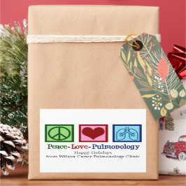 Pegatina Rectangular Personalizable Pulmonólogo de Peace Love Pulmonolo