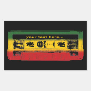 Pegatina Rectangular Personalizable Reggae Cassette