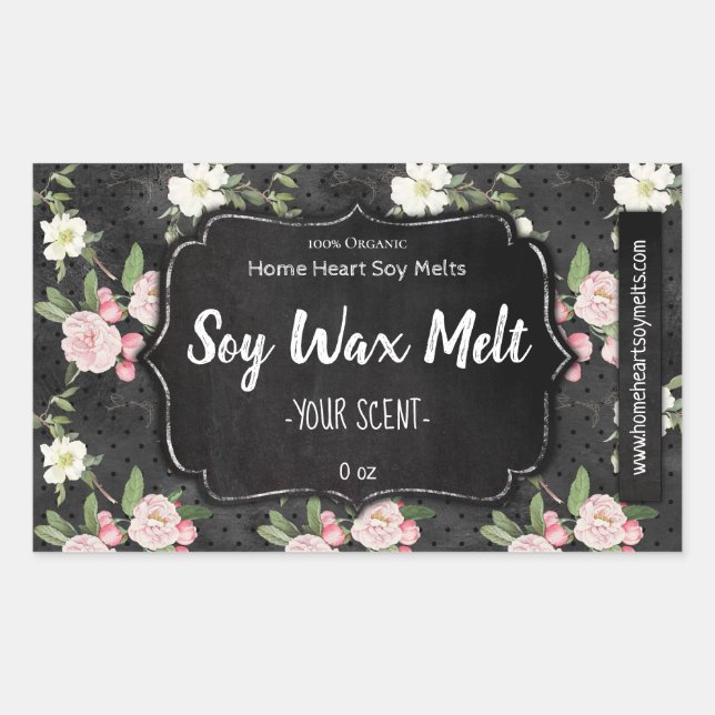 Pegatina Rectangular Personalizable Soy Wax Melt Label Empresarial a ma (Anverso)