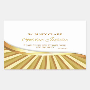 Pegatina Rectangular Personalización, aniversario de oro de la vida rel