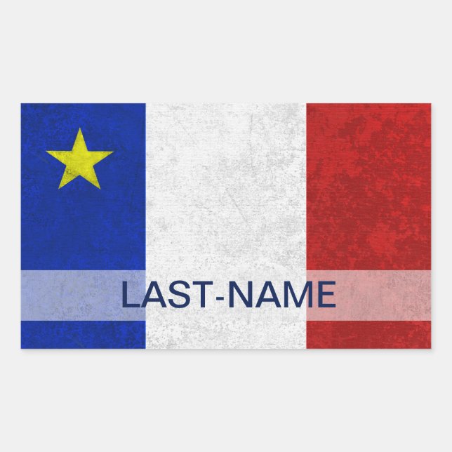 Pegatina Rectangular Personalización del apodo de la bandera acadiana c (Anverso)