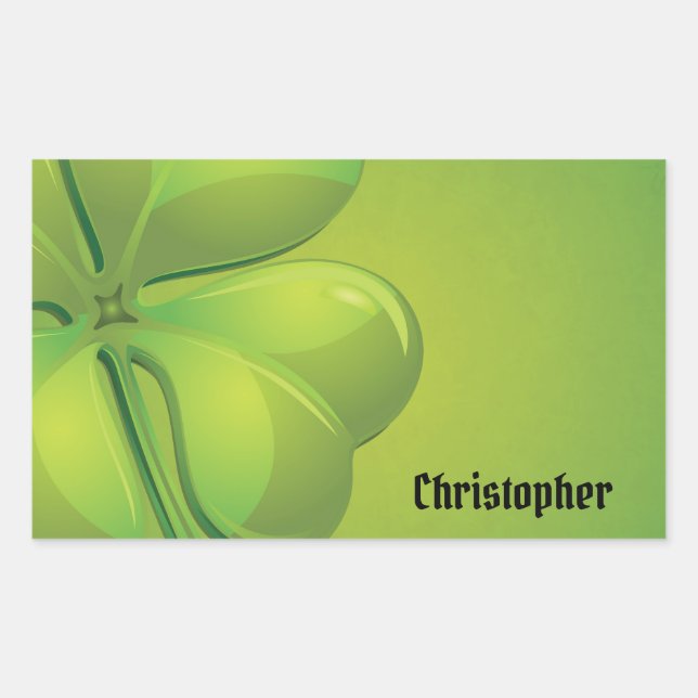 Pegatina Rectangular Personalización del Shamrock verde en el Día de Sa (Anverso)