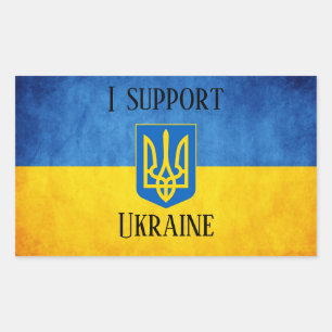 Pegatina Rectangular Personalizado apoyo la BANDERA UCRANIANA Yo apoyo