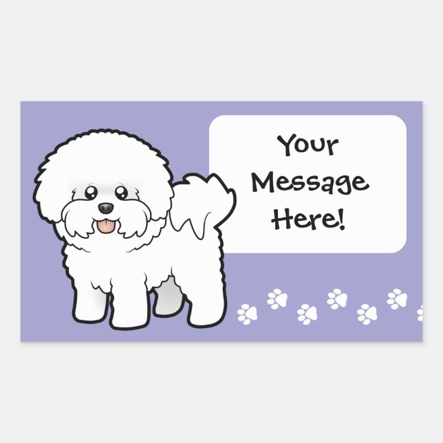 Pegatina Rectangular Personalizado Bichon Frise (Anverso)