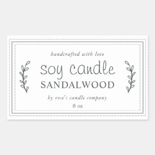 Pegatina Rectangular PERSONALIZADO blanco negro de vara de soja casera 