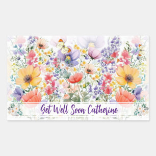 Pegatina Rectangular Personalizado Bonito de texto Floral Delicada pone