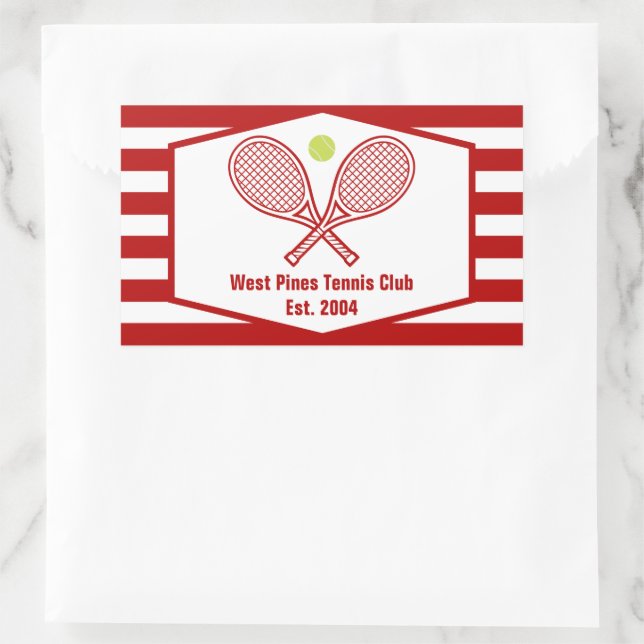 Pegatina Rectangular Personalizado Club Campestre de Tenis Red Stried (Bolso)