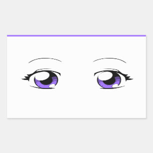 Pegatina Rectangular Personalizado Color Anime Chicas Ojos