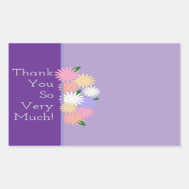 Pegatina Rectangular Personalizado Colorful Daisies Gracias Morado