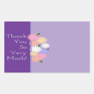 Pegatina Rectangular Personalizado Colorful Daisies Gracias Morado