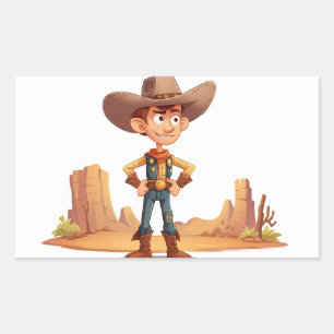 Pegatina Rectangular Personalizado Cowboy