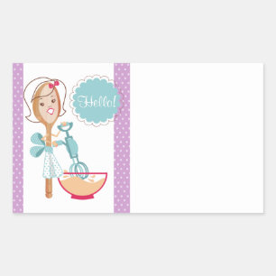 Pegatina Rectangular Personalizado cuchara de color chica panadería eti